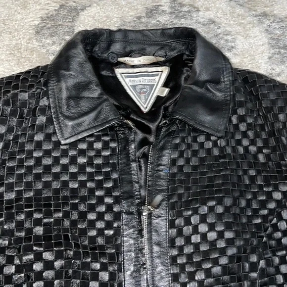 Exclusive Vintage Marvin RichardsGingam Design Pure Leather Jacket